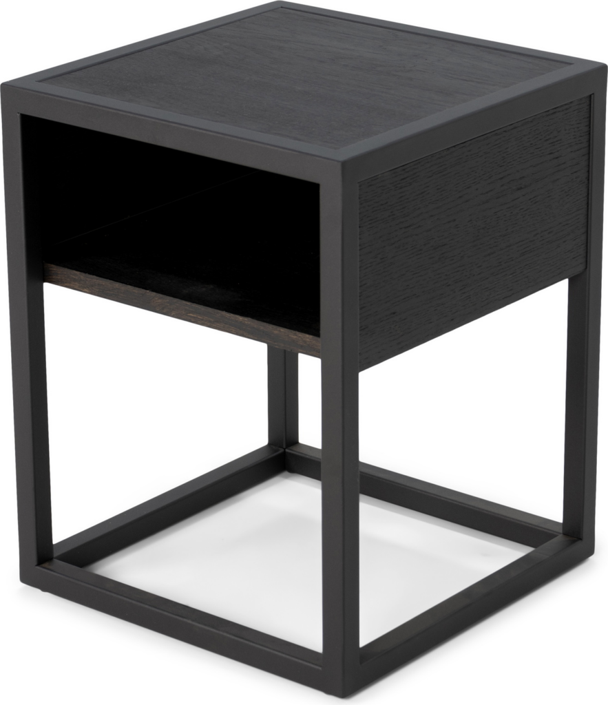 Natbord sengebord Spinder Design Diva 50Ã40Ã40 cm sort lakeret stål og egetræ
